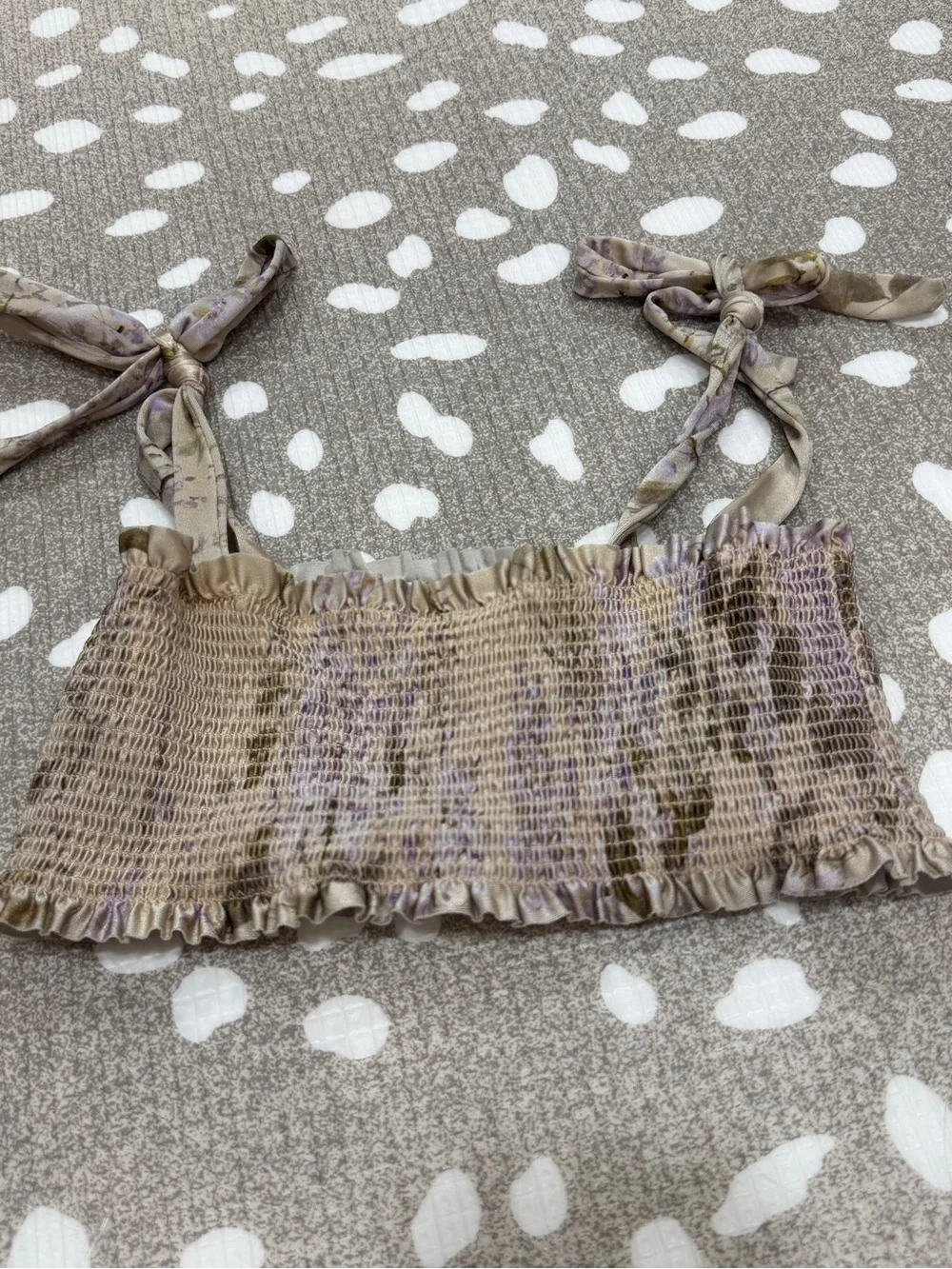 Zimmermann girls smocked bikini top swim squareneck tie straps adjustable floral